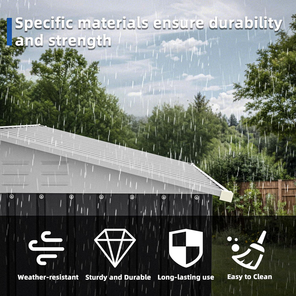 JY QAQA 5x3 FT Outdoor Garden Storage Shed, Waterproof Metal Garden Sheds with Window and Lockable Double Door, Weather Resistant Steel Tool Storage House Shed for Patio, Lawn Dark Gray