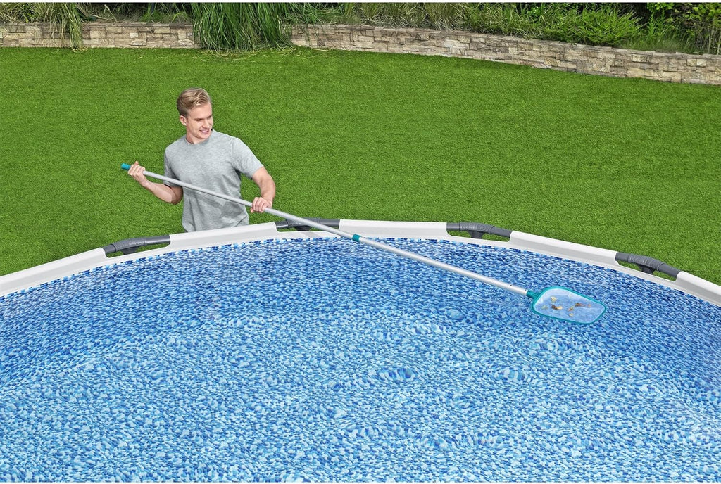 Bestway Basic Pool Cleaning Kit, Includes Pool Vacuum, Skimmer Net, 9' Pole, & Hose, Compatible W/Most Above Ground Pools, Blue