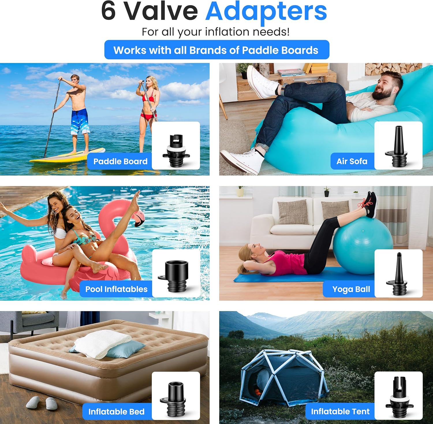 SereneLife Inflatable Stand Up Paddle Board (6 Inches Thick) with Premium SUP Accessories & Carry Bag | Wide Stance, Bottom Fin for Paddling, Surf Control, Non-Slip Deck | Youth & Adult Standing Boat