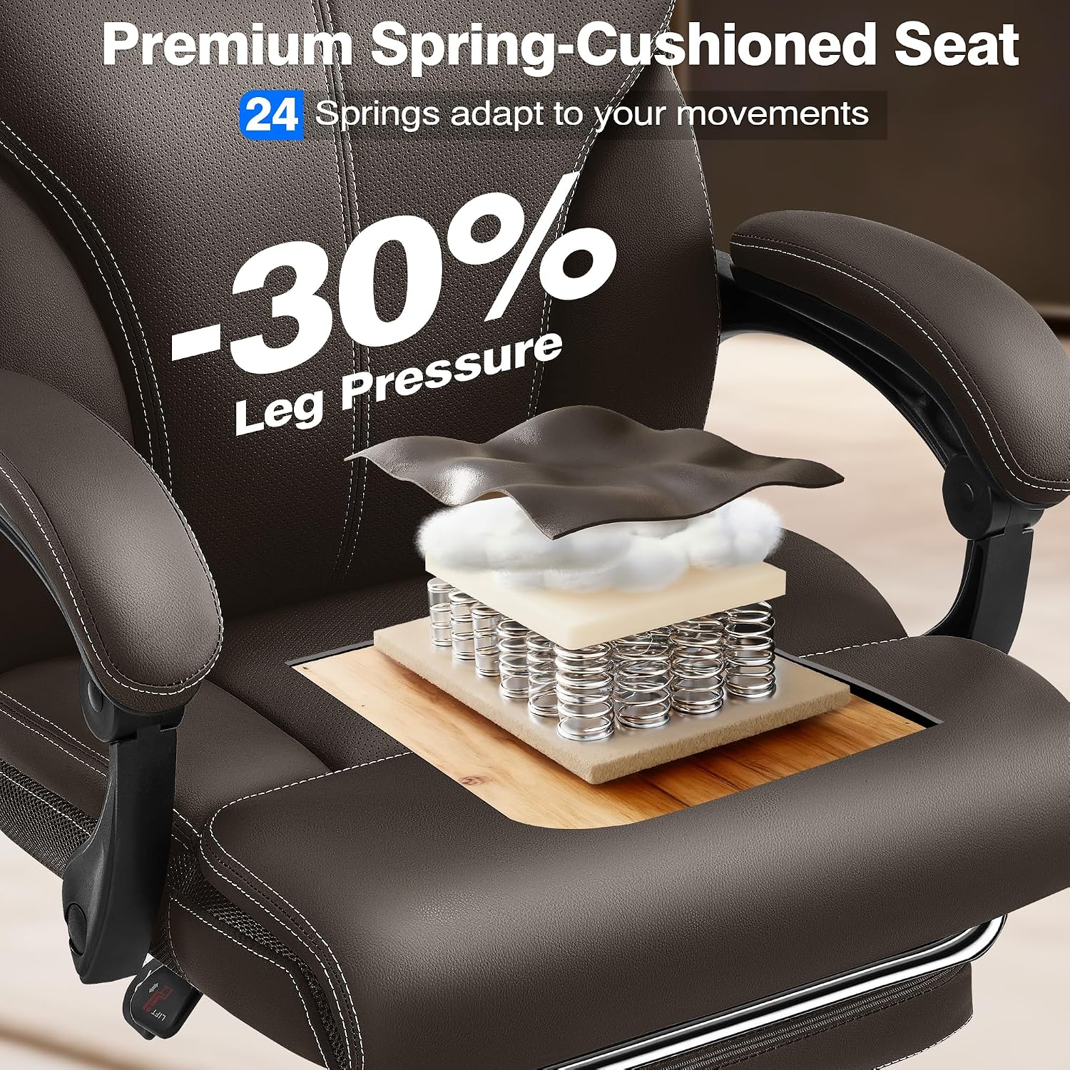 AreShark Office Chair - Ergonomic Comfortable High Back Computer Desk Chair with Foot Rest - Executive Breathable Swivel Rolling Reclining Leather Chair with Lumbar Support for Home Gaming Relaxing