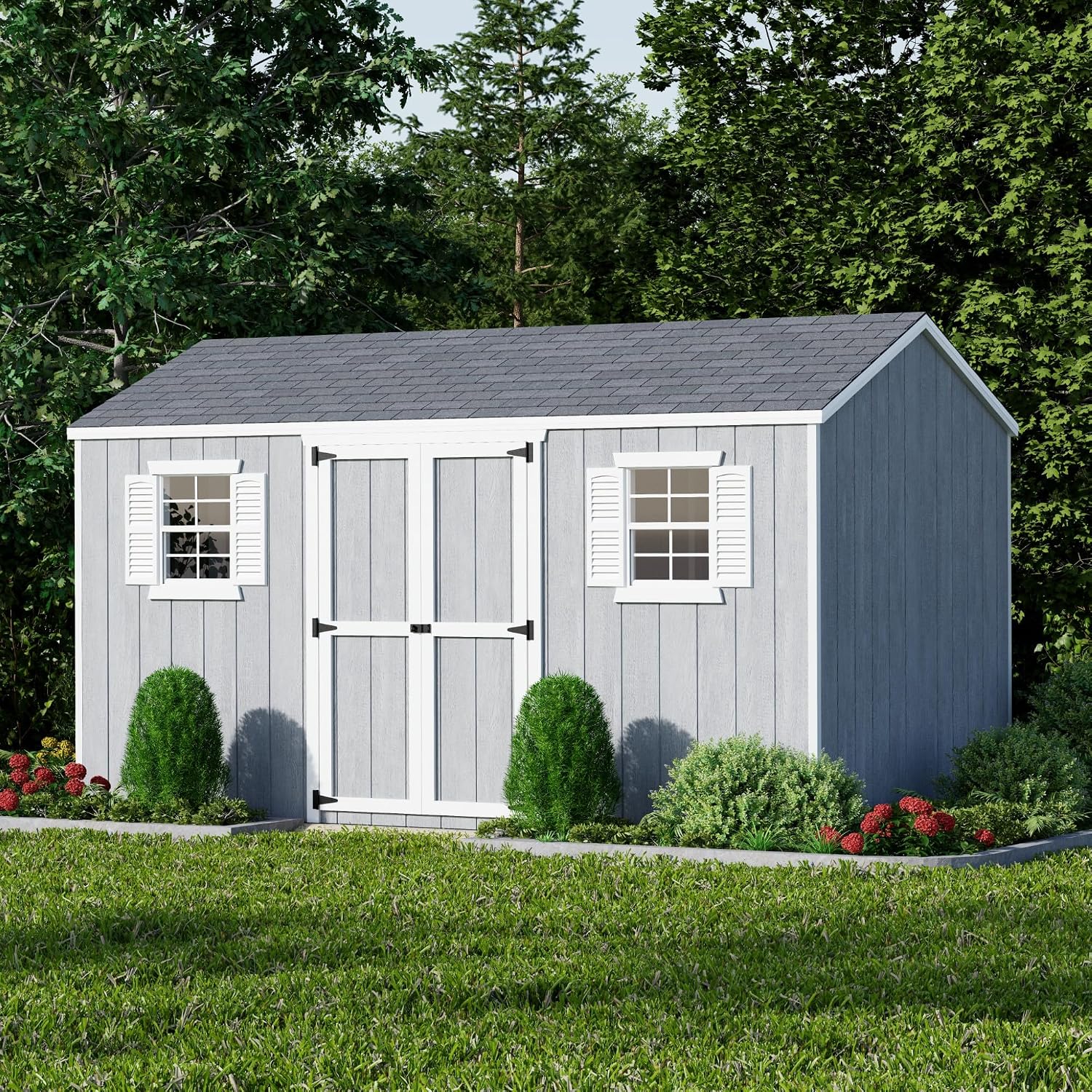 Little Cottage Co. 8x14 Value Workshop Shed with Operable Windows and Floor, Outdoor Wood Storage Do-It-Yourself Precut Kit