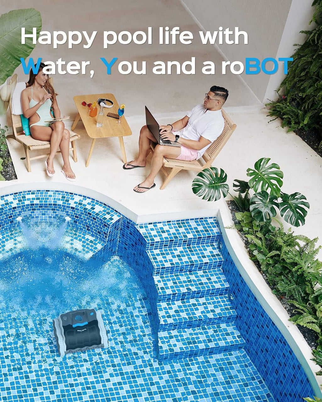 WYBOT Robotic Pool Cleaner with APP, Wall Climbing Pool Vacuum, 65W Excellent Power, Smart Navigation, 9200mAH Large Battery, LED Indicator, Robot Pool Vacuum for Inground Pools, Osprey 700 Pro.