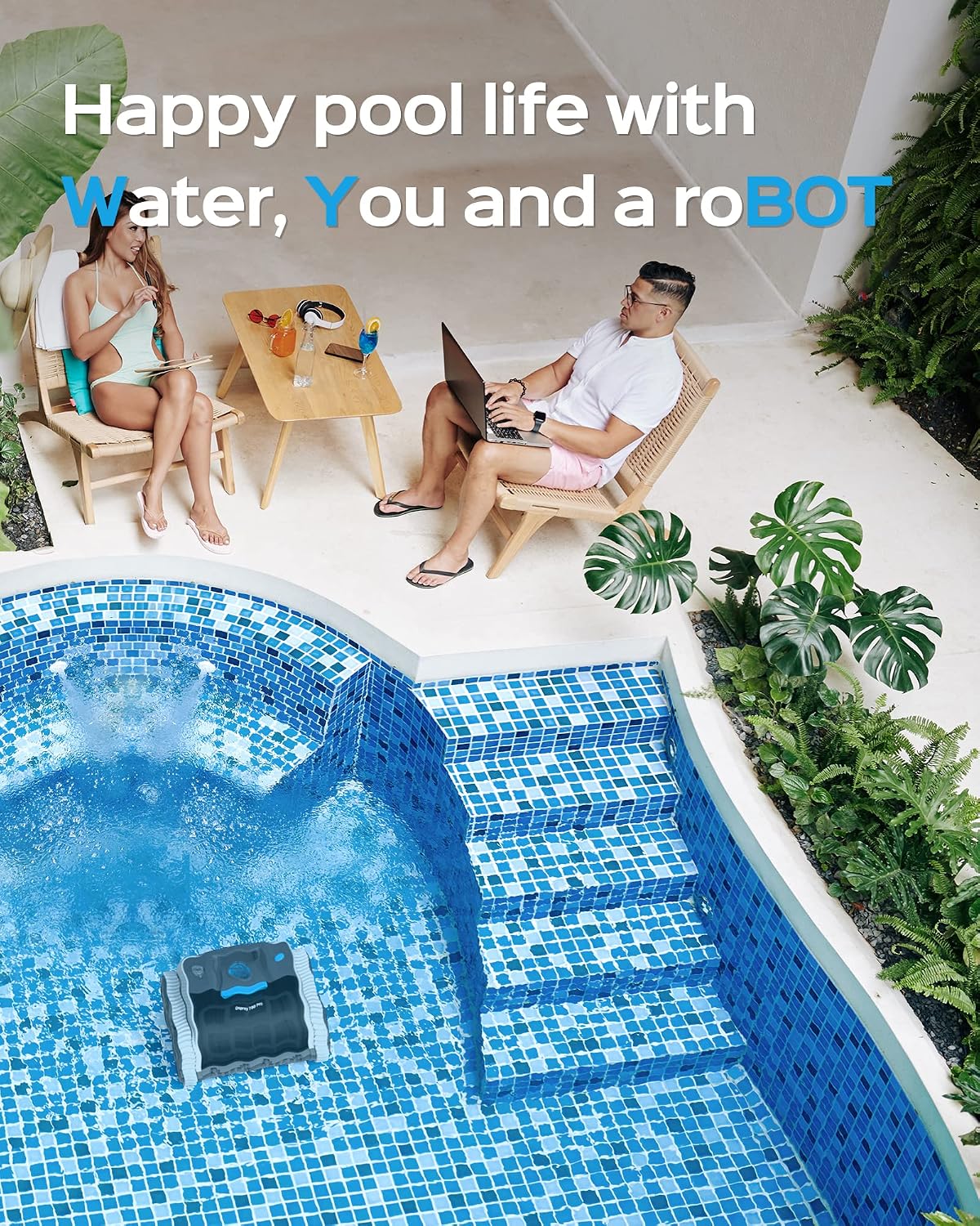 WYBOT Robotic Pool Cleaner with APP, Wall Climbing Pool Vacuum, 65W Excellent Power, Smart Navigation, 9200mAH Large Battery, LED Indicator, Robot Pool Vacuum for Inground Pools, Osprey 700 Pro.