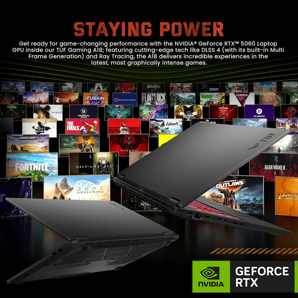 ASUS TUF A18 Gaming Laptop, 18' WUXGA 144Hz Display, AMD Ryzen 7 260, NVIDIA GeForce RTX 5060 8GB GDDR7, 64GB DDR5, 4TB SSD, Backlit Keyboard, FHD IR Camera, Win 11 Pro, Gray, 1TB Docking Station Set