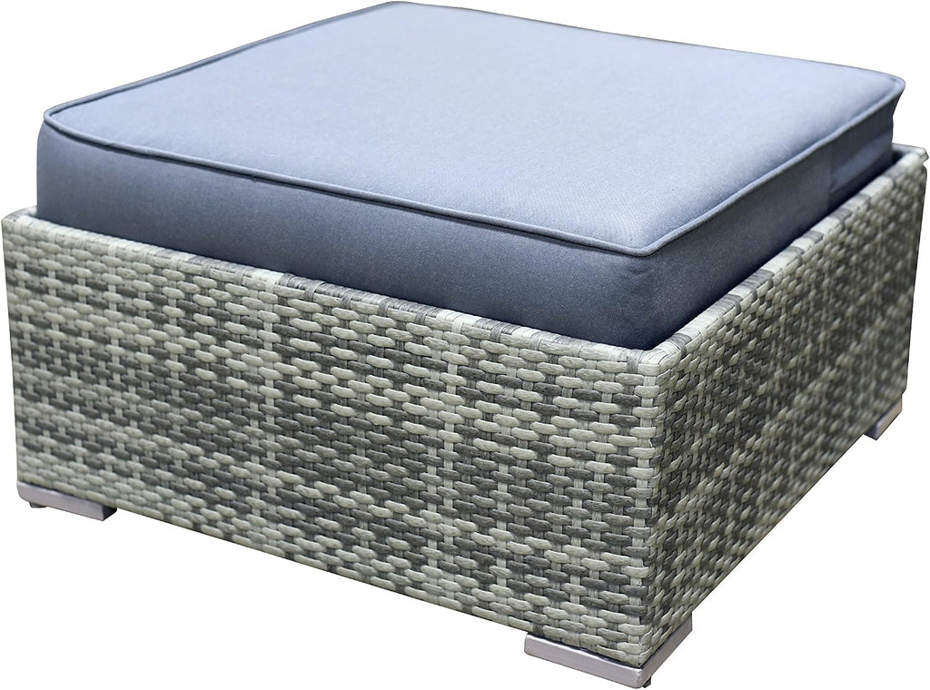 Elle Decor Vallauris Patio Outdoor Furniture Collection, Premium All Weather Wicker, Outdoor Chaise & Ottoman Set, Gray