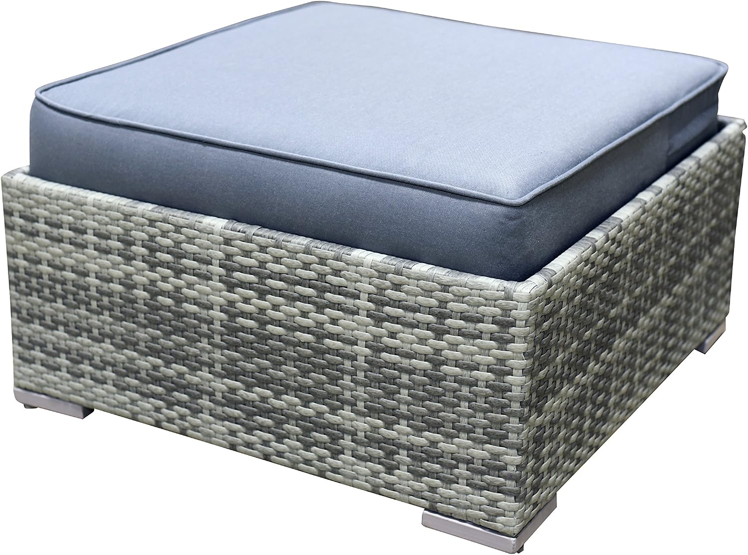 Elle Decor Vallauris Patio Outdoor Furniture Collection, Premium All Weather Wicker, Outdoor Chaise & Ottoman Set, Gray
