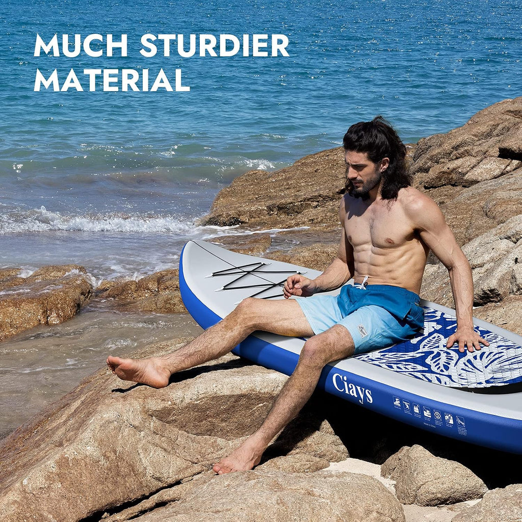 Ciays Inflatable Stand Up Paddle Board W SUP Accessories of Backpack, 2 Fins, 2 Bags, Leash, Floating Paddles and Double Action Hand Pump All-Around Paddleboard Perfect for Yoga, Tour, Fishing