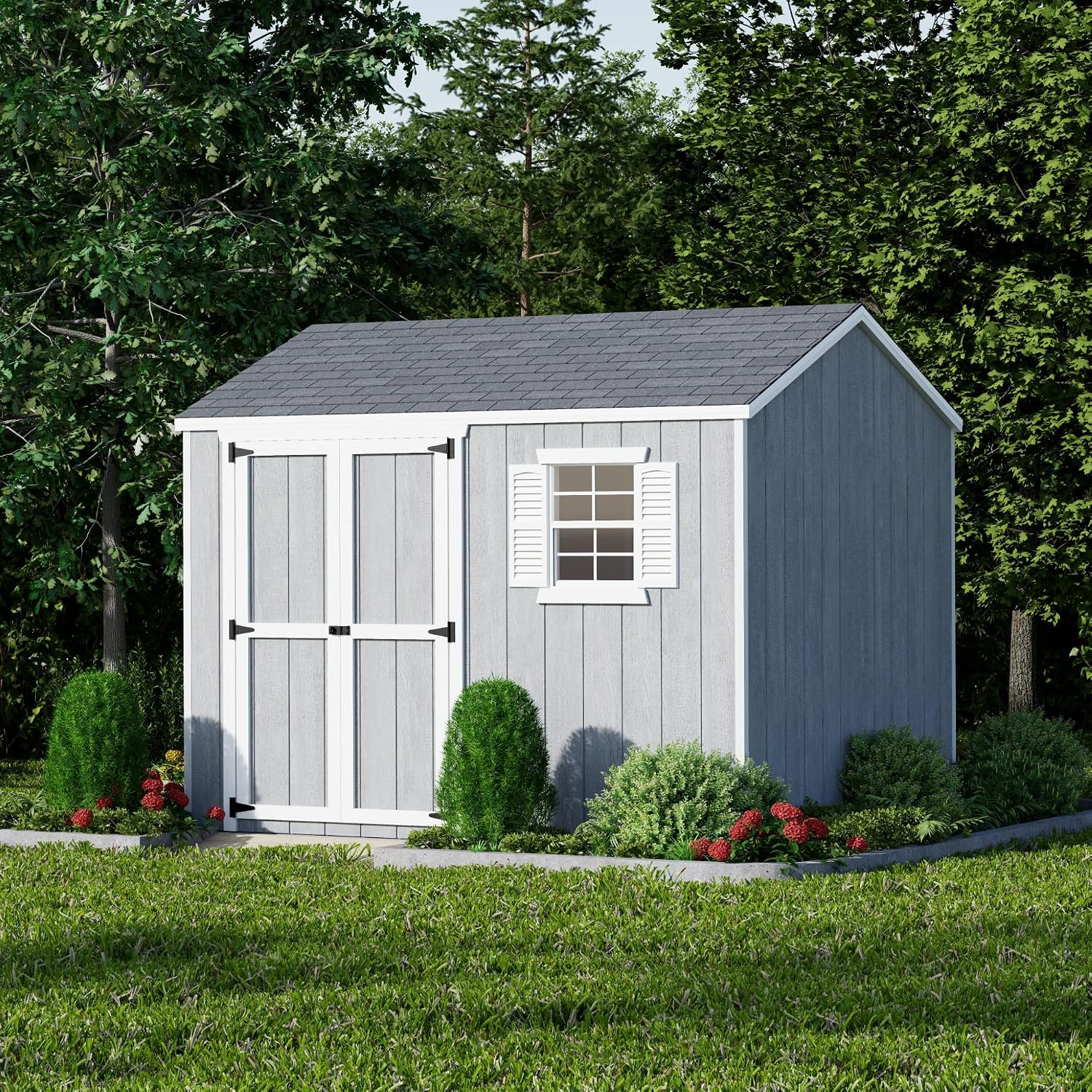 Little Cottage Co. 8x10 Value Workshop Shed with Operable Windows and Floor, Outdoor Wood Storage Do-It-Yourself Precut Kit