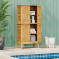Christopher Knight Home Dessa Outdoor Cabinet, Acacia Wood Storage Cabinet, Garden Stool Shed with 4 Shelves, Tools Organizer with 2 Doors for Backyard Garden Balcony, 61.80' Tall Storage Shed, Teak