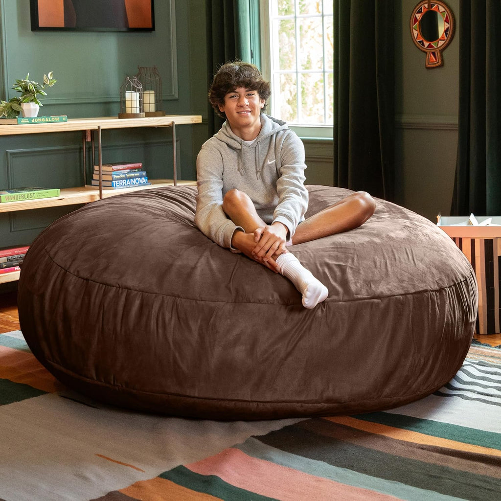 Jaxx 6 Foot Cocoon - 2-in-1 Convertible Bean Bag Bed & Large Bean Bag Chair for Adults, Chocolate