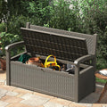 71 Gallon Outdoor Storage Bench Deck Box, Waterproof Outdoor Seating with Lockbale Shed,for Patio Storage Bench,Front Porch Decor,Store Garden Tools and Pool Supplies,Multi-functional Storage (Grey)