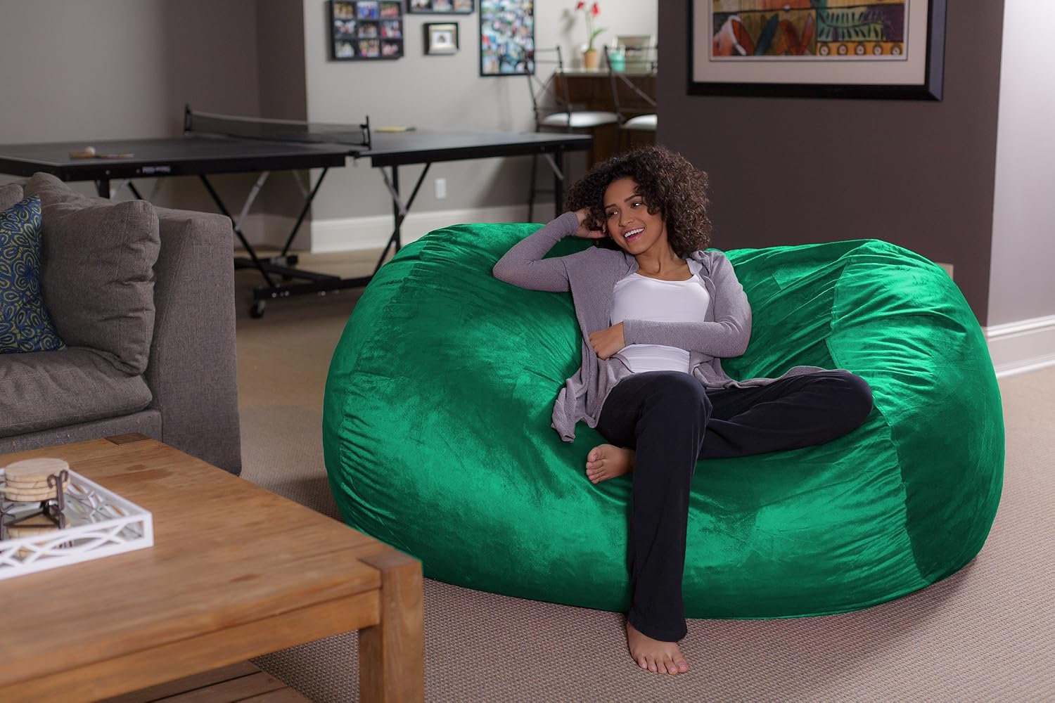 Sofa Sack Bean Bag Lounger - Plush Bean Bag Sofas with Super Soft Microsuede Cover- XL Memory Foam Stuffed Lounger Chairs for Kids, Adults, Couples - Jumbo Bean Bag Chair Furniture 6 Feet - Royal Blue