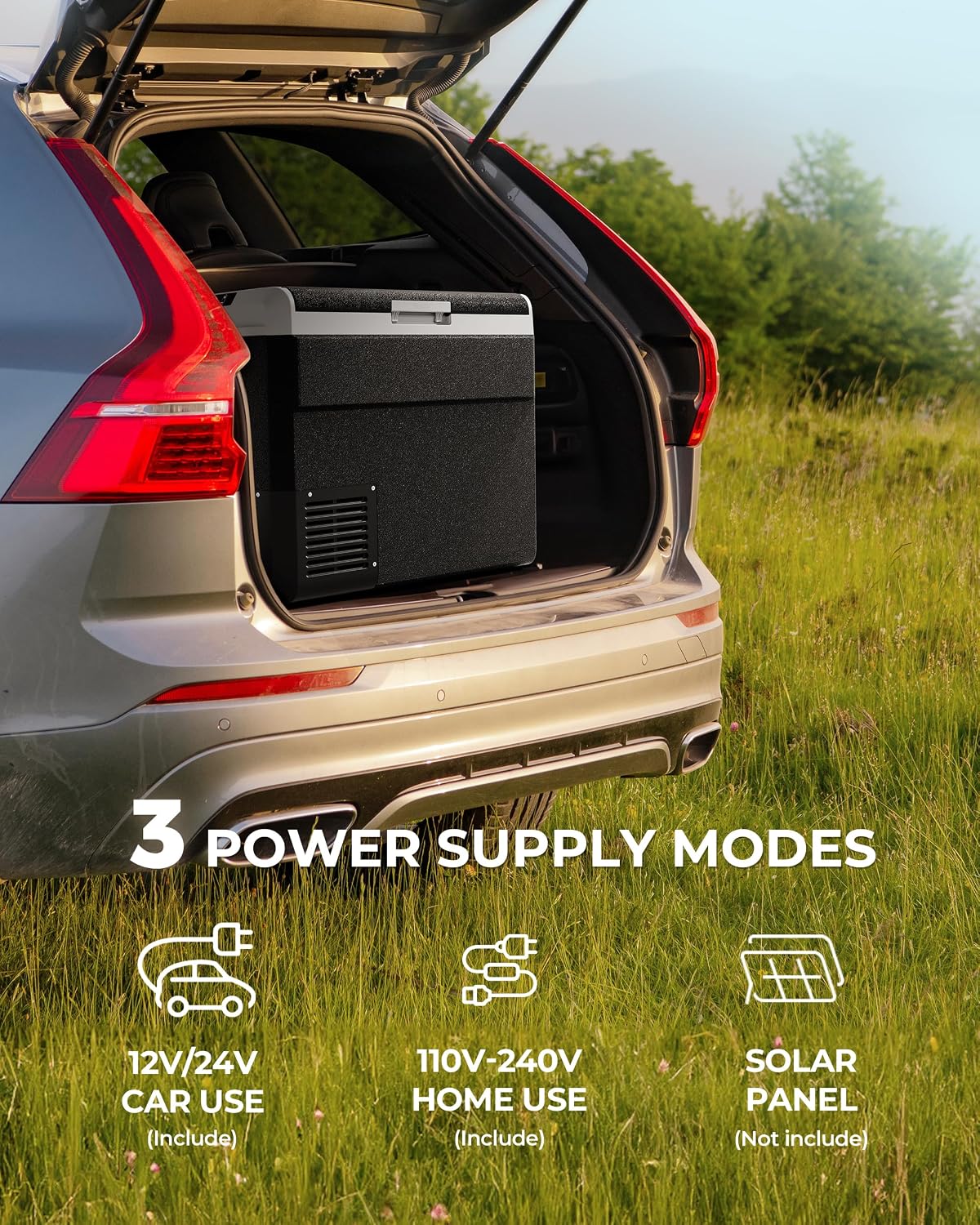 EKOJUCE 12 Volt Refrigerator, 64 Quart Electric Cooler, Car Fridge 12V/24V DC 100~240V AC, Portable Freezer -4℉~68℉, APP Control, Portable 12V Refrigerator Fridge for Truck, RV, Camping,Travel