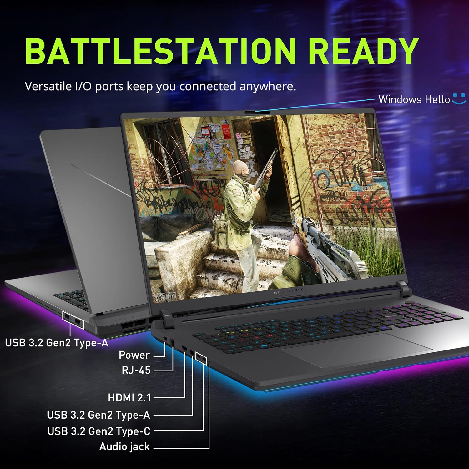 ASUS ROG Strix G18 18' 2.5K 240Hz Gaming Laptop, Intel Ultra 9 275HX, NVIDIA GeForce RTX 5060, 16GB DDR5, 2TB Storage (1TB SSD+1TB Docking Station Set), Backlit Keyboard, Wi-Fi 7, Win 11 Pro, Gray