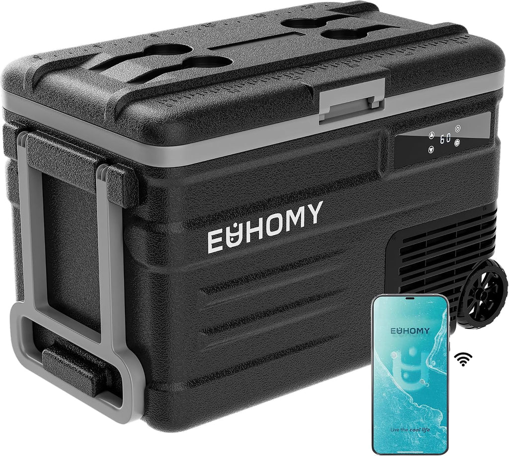 EUHOMY 12 Volt Refrigerator, 49QT(45L) 12V Fridge, Electric Cooler APP Control, Car Fridge 12/24V DC 110-240V AC, Car Refrigerator 0℉~68℉, 12 Volt Cooler for Camping, Trip, Truck, Boating, Outdoor