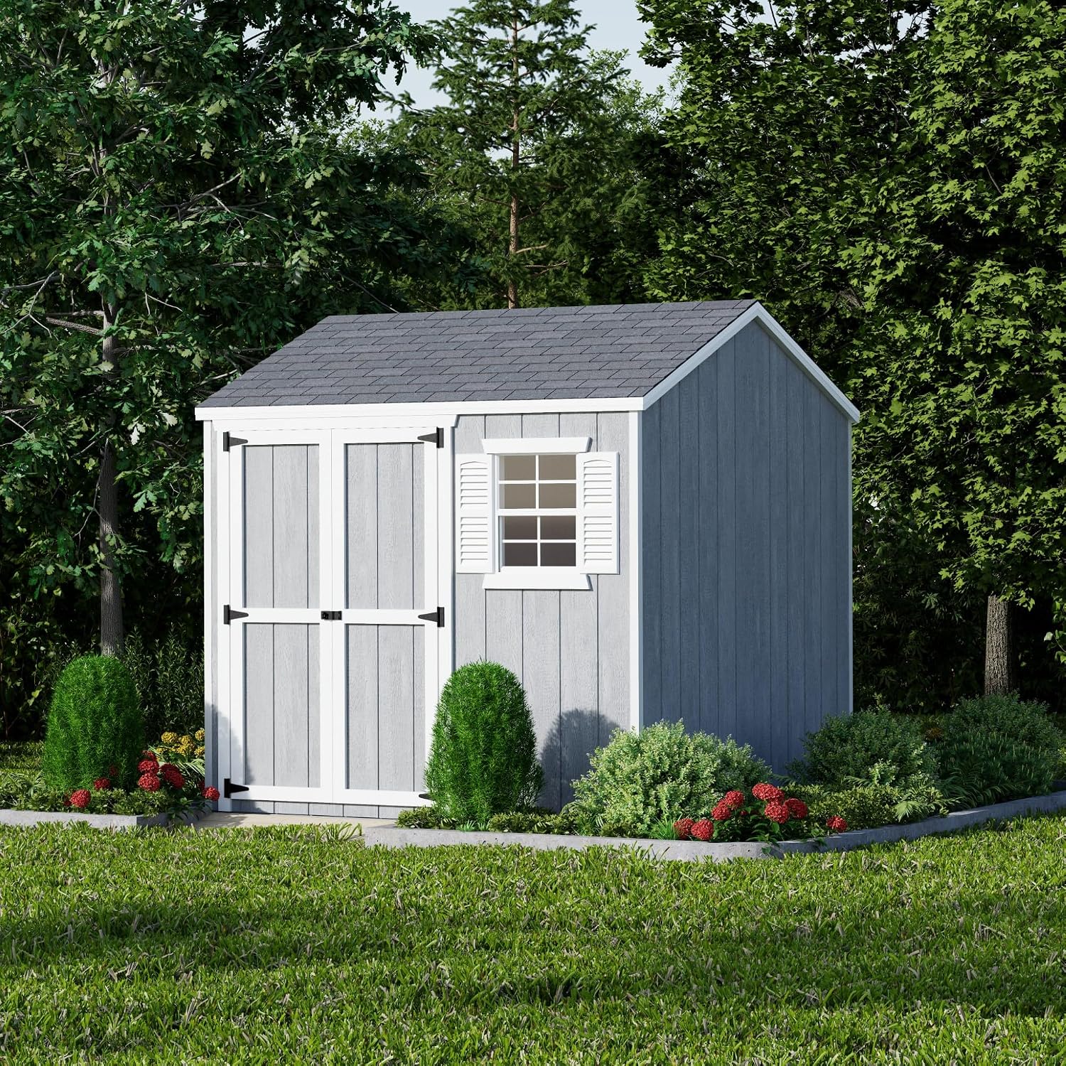Little Cottage Co. 8x8 Value Workshop Shed with Operable Windows and Floor, Outdoor Wood Storage Do-It-Yourself Precut Kit
