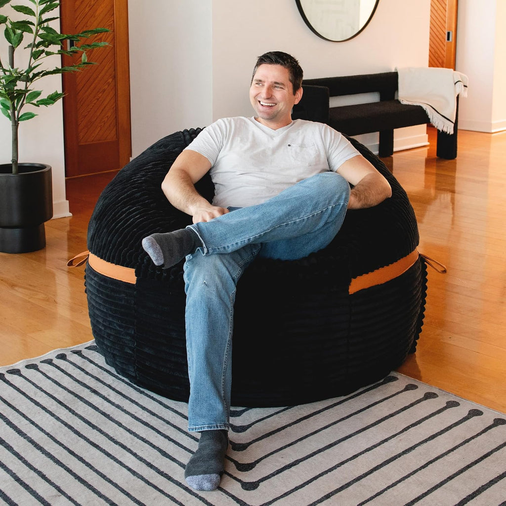Big Joe Fuf 5Ft Foam Bean Bag Chair for Adults and Teens, Ideal for Bedroom and Living Room, Corded Plush, 5 feet Big
