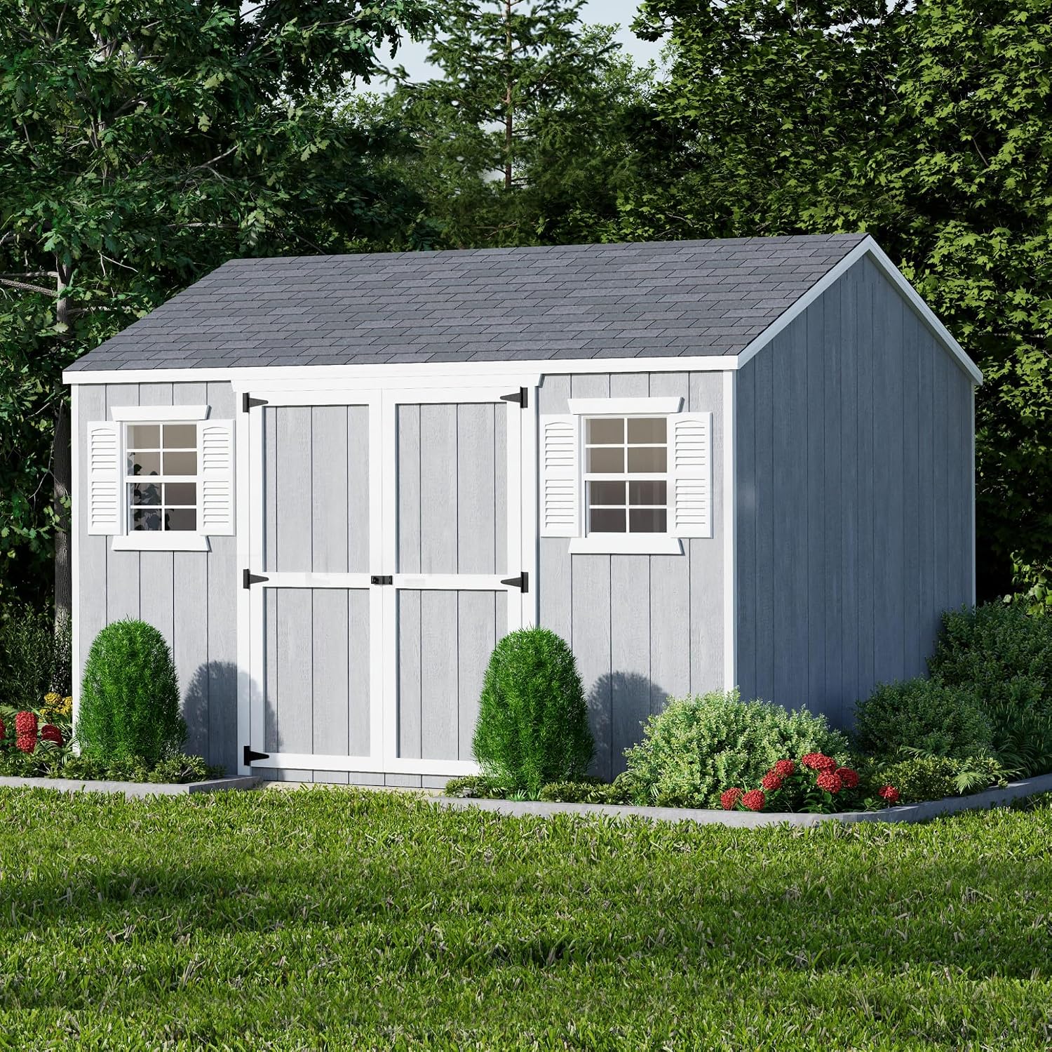 Little Cottage Co. 10x12 Value Workshop Shed with Operable Windows and Floor, Outdoor Wood Storage Do-It-Yourself Precut Kit