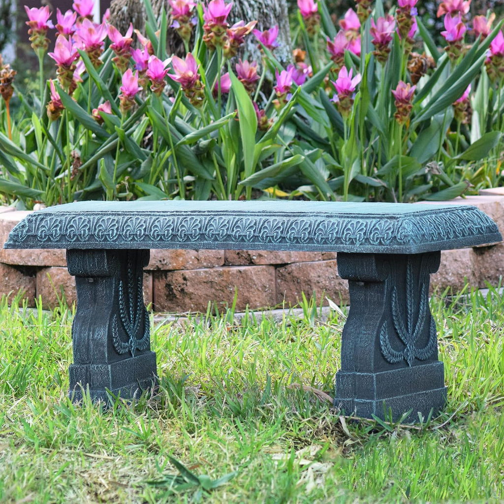 Arcadia Garden Products Outdoor Fiberclay Garden Bench for Patio, Porch, Park, Lightweight and Durable Outside Furniture Decor, Brushed Teal