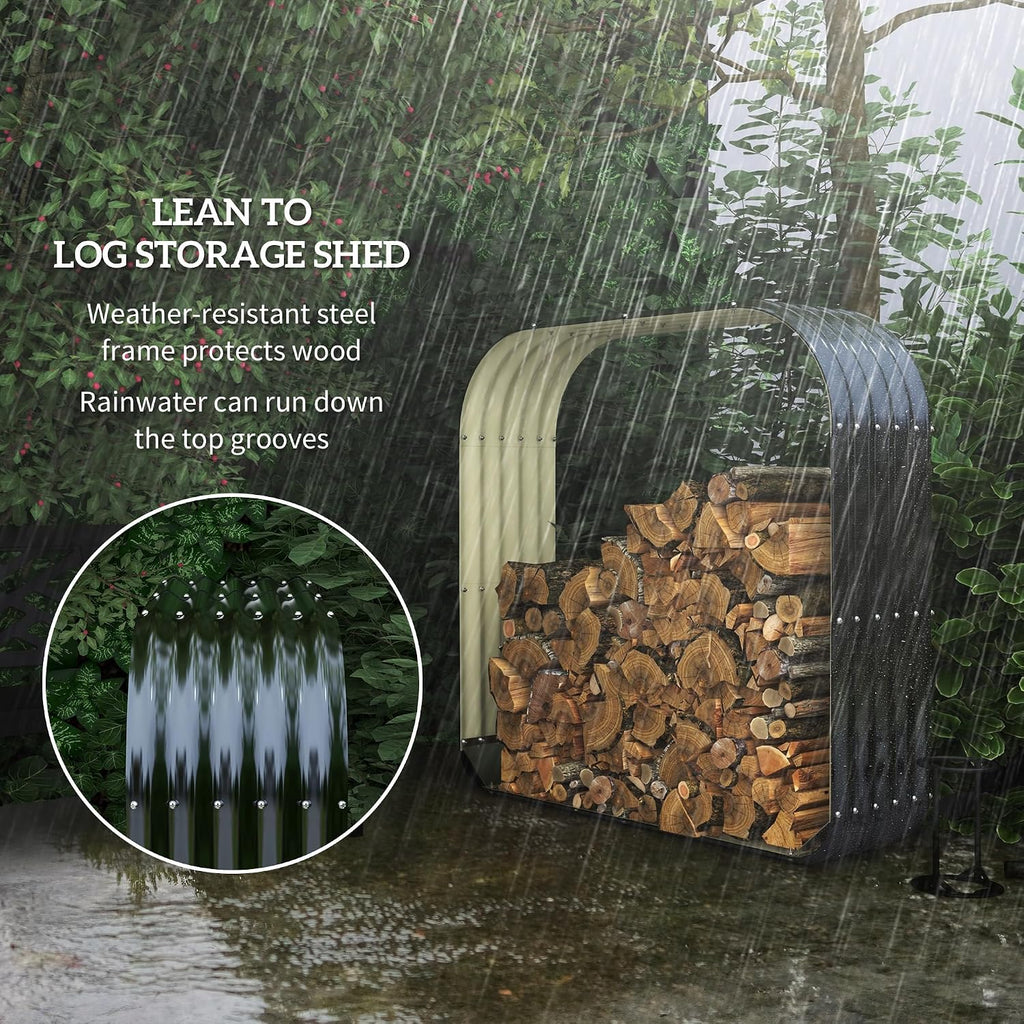 Outdoor Firewood Racks, Firewood Storage Shed, Wood Sheds with Rubberized Edge for Safety and Gloves for Easy Assembly, 4.7' x 1.4' x 4.7'