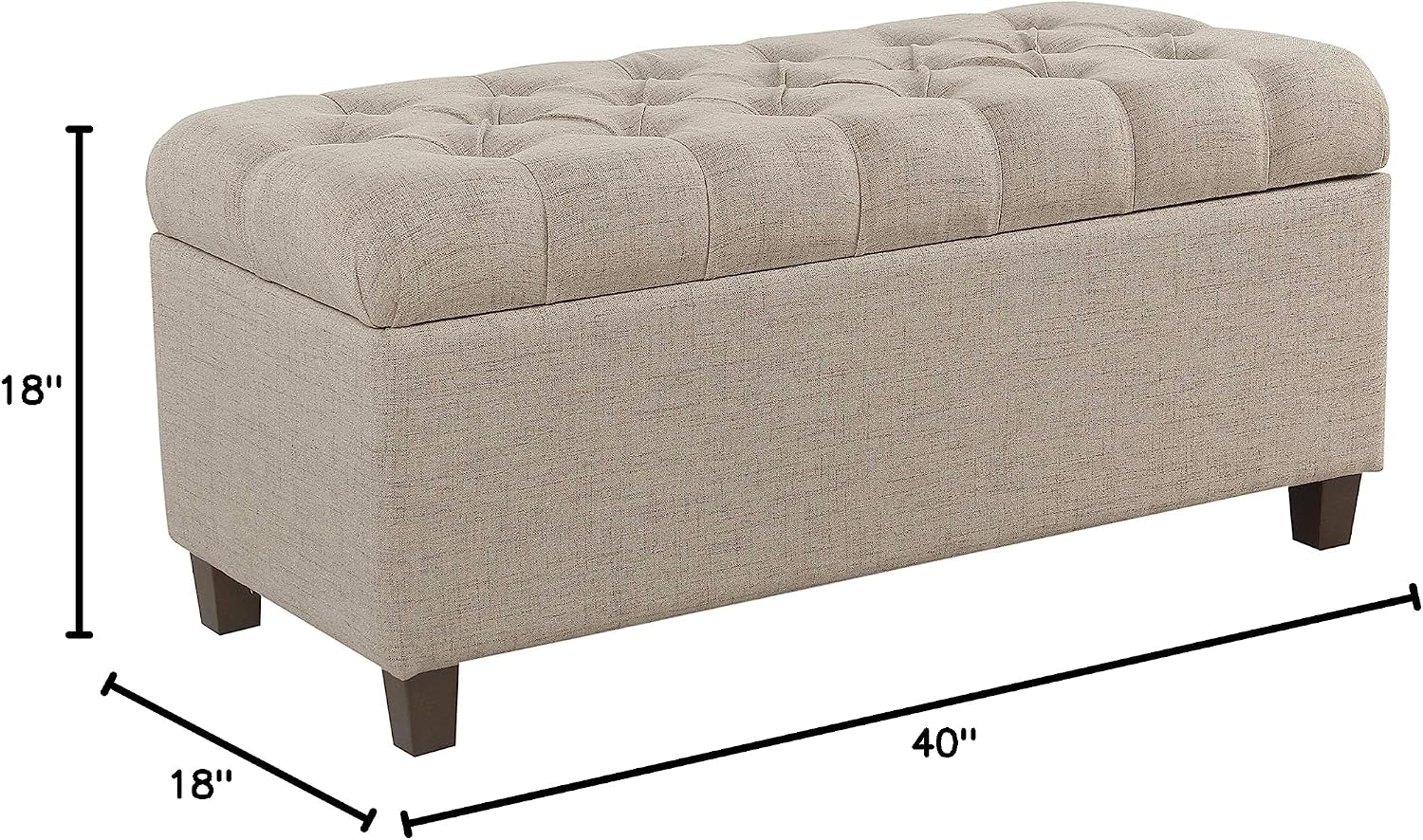 Homepop Home Decor | Tufted Ainsley Button Storage Ottoman Bench with Hinged Lid | Ottoman Bench with Storage for Living Room & Bedroom, Tan