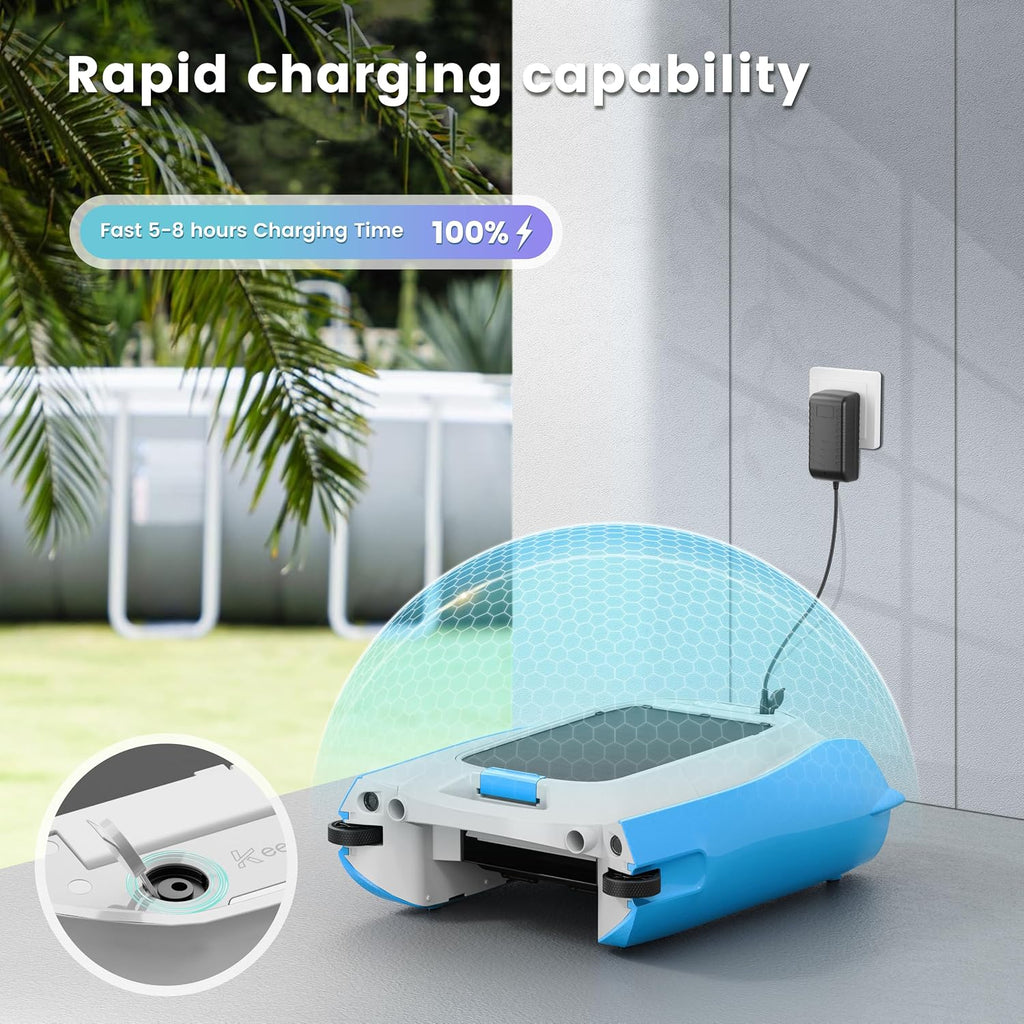 Keenhot Solar Powered Robotic Pool Surface Skimmer Cleaner, Automated Pool Skimmer with 24/7 Continuous Cleaning Dual Charging Modes Smart Obstacle Avoidance Ideal for Most Swimming Pool Types