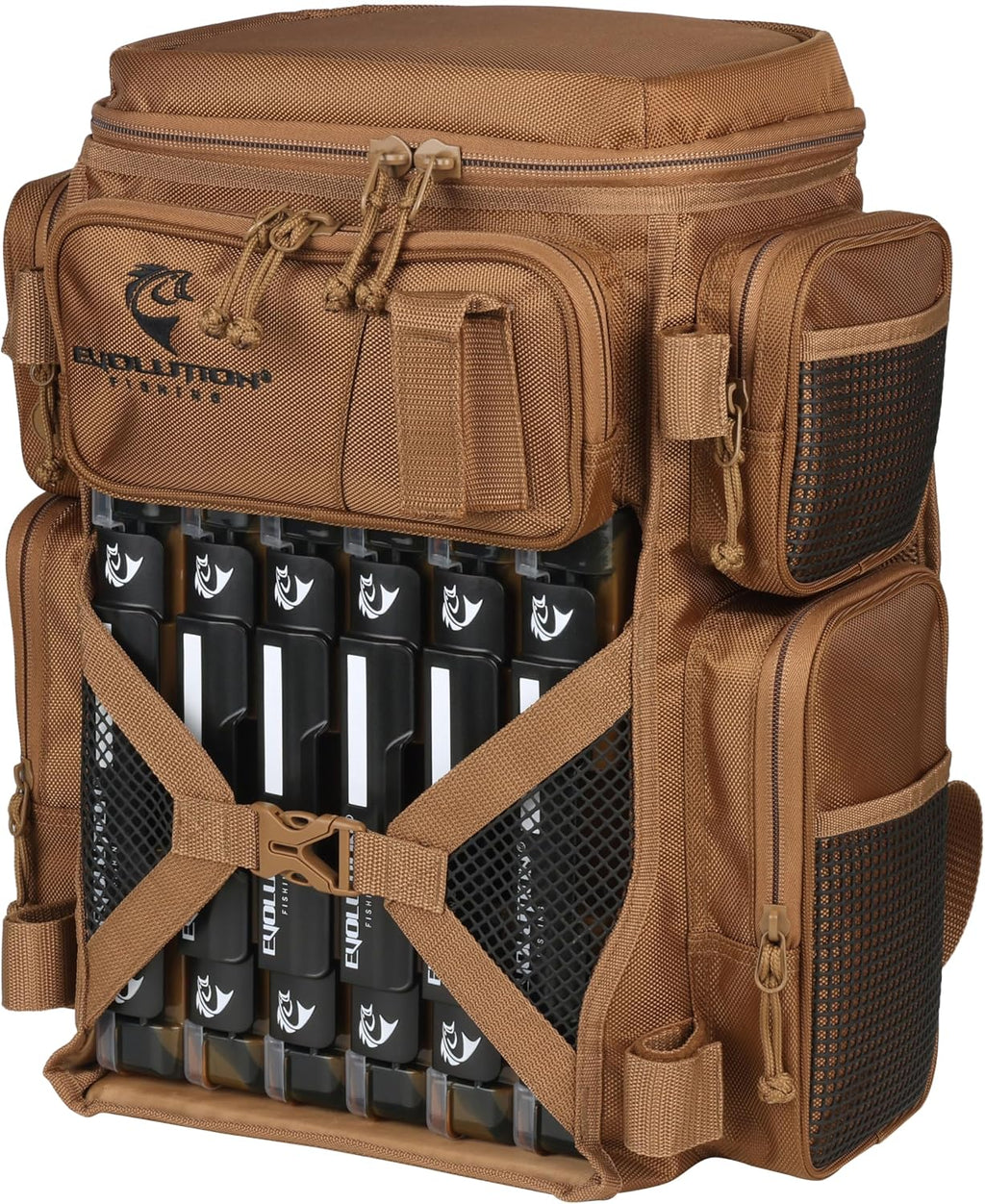 Evolution Fishing Drift Series Tackle Backpack, Outdoor Rucksack w/ 6 Fishing Tackle Trays, Heavy Duty