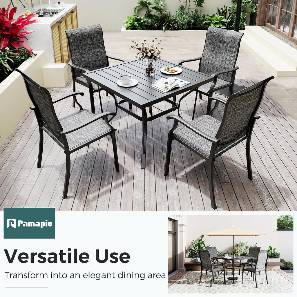 5-Piece Outdoor Dining Set, Patio Furniture Set with 4 Regular Chairs,Patio Dining Set with 1 Rectangular Table for Garden, Backyard, Poolside, Deck, Charcoal
