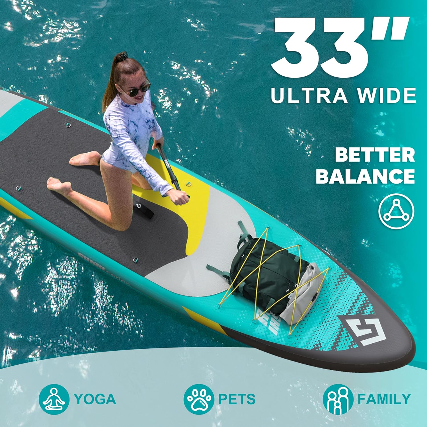 Starcity 11'x34*6' Blow Up Paddle Board, Inflatable Paddle Board, Spacious and Stable, Anti Slip and Easy to Operate, Large Size Suitable for Single Person/Family/Pet Use