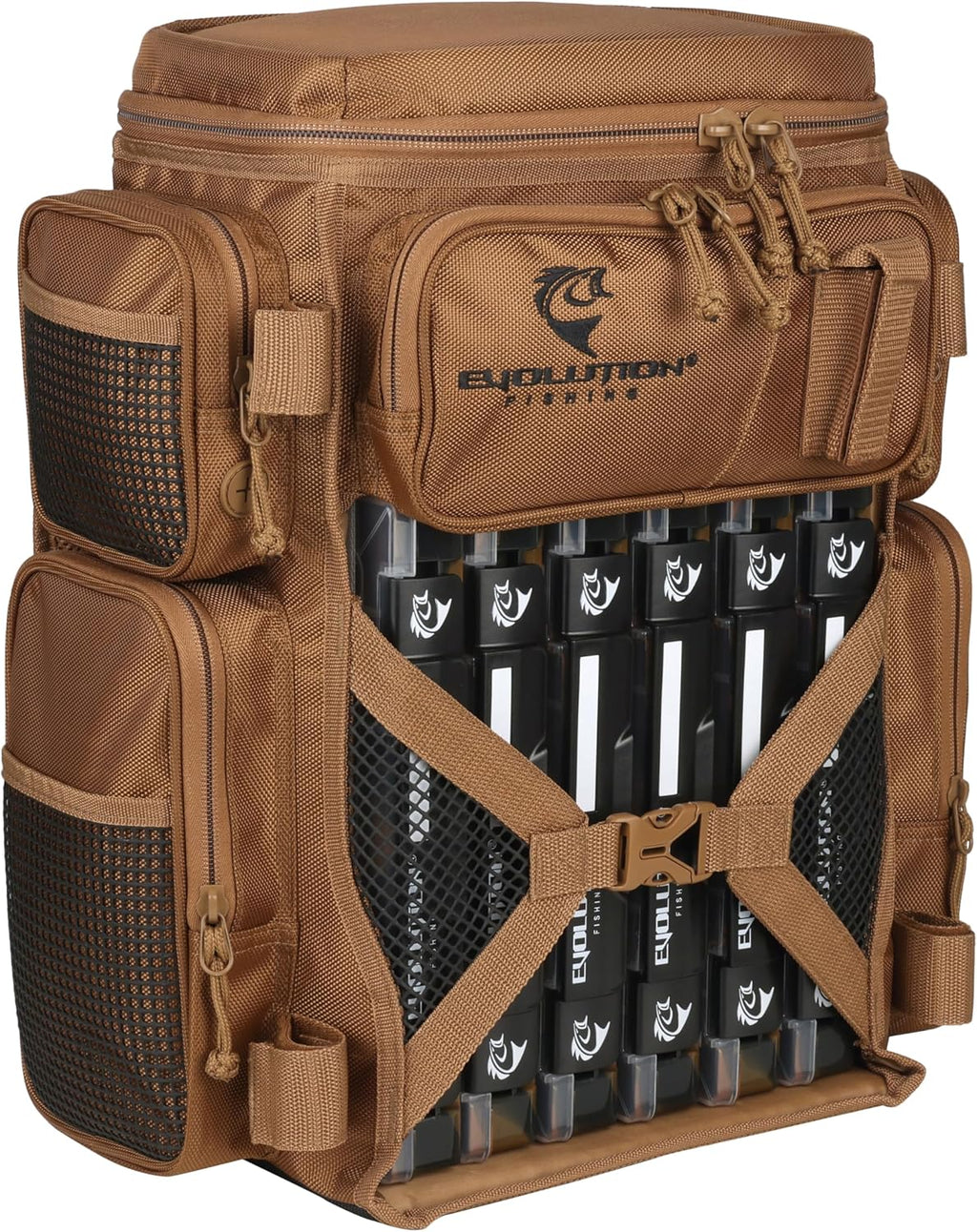 Evolution Fishing Drift Series Tackle Backpack, Outdoor Rucksack w/ 6 Fishing Tackle Trays, Heavy Duty