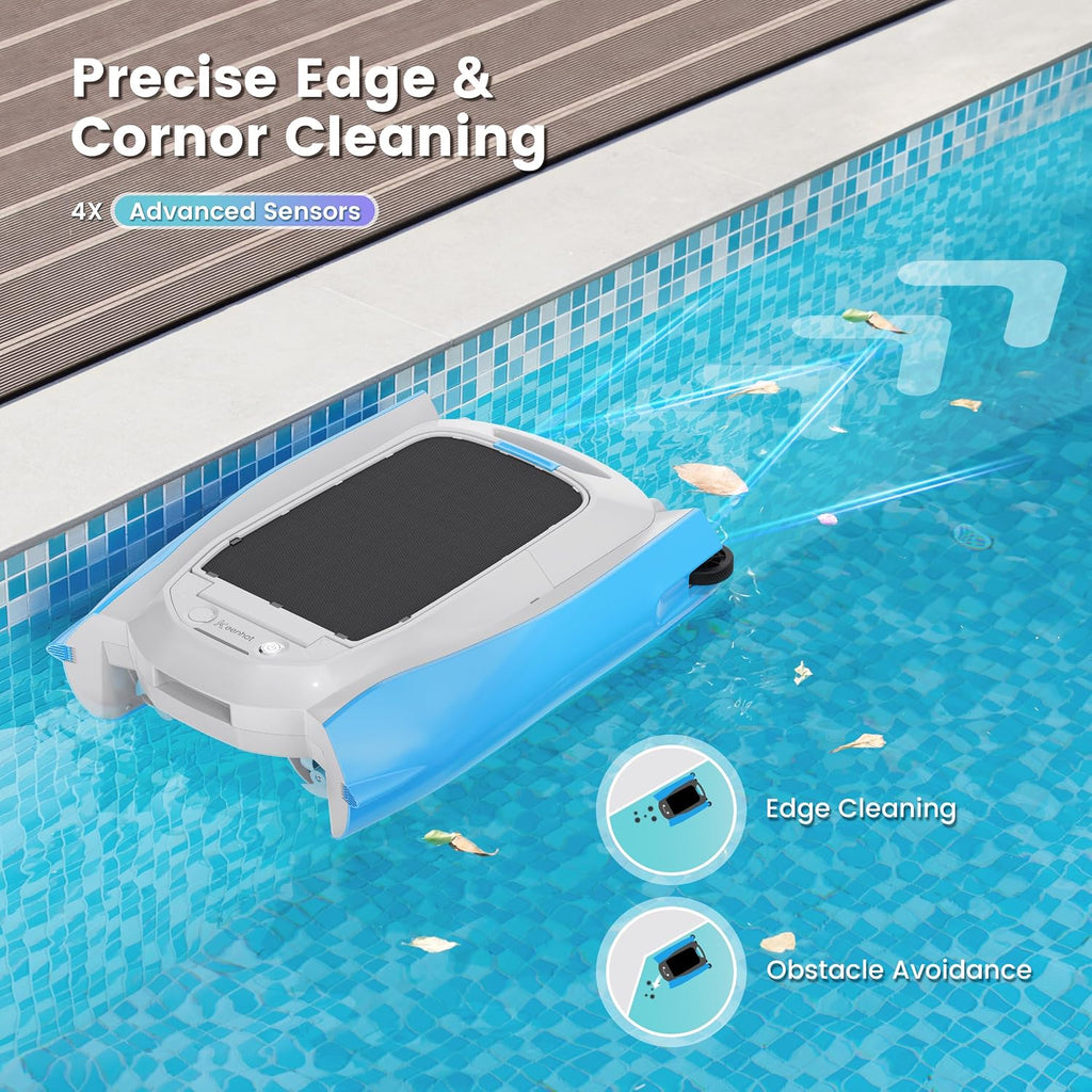 Keenhot Solar Powered Robotic Pool Surface Skimmer Cleaner, Automated Pool Skimmer with 24/7 Continuous Cleaning Dual Charging Modes Smart Obstacle Avoidance Ideal for Most Swimming Pool Types