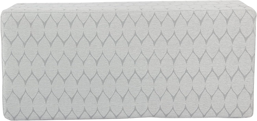 Kinfine K6384Np-F2244 Geometric Patterned Fabric Upholstered Wooden Bench with Hinged Storage, Large, Gray and Brown