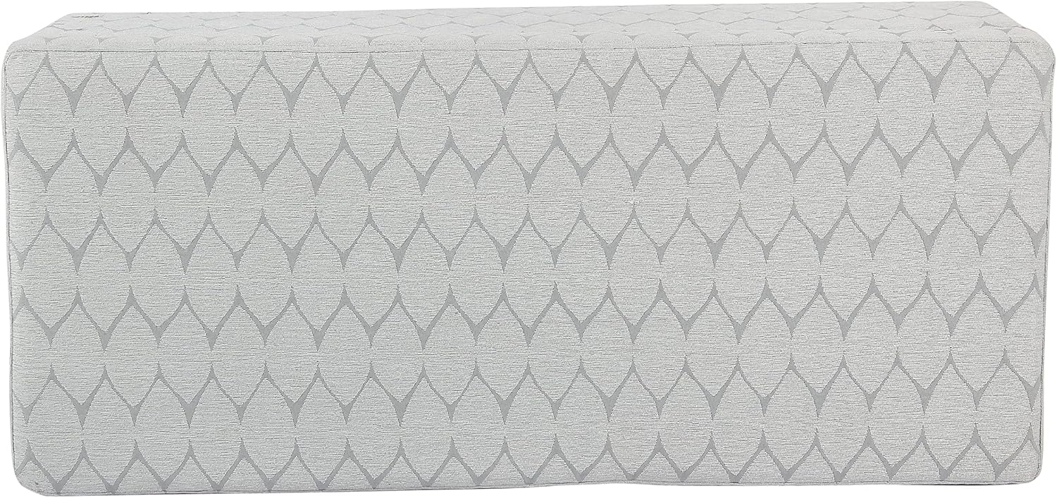 Kinfine K6384Np-F2244 Geometric Patterned Fabric Upholstered Wooden Bench with Hinged Storage, Large, Gray and Brown
