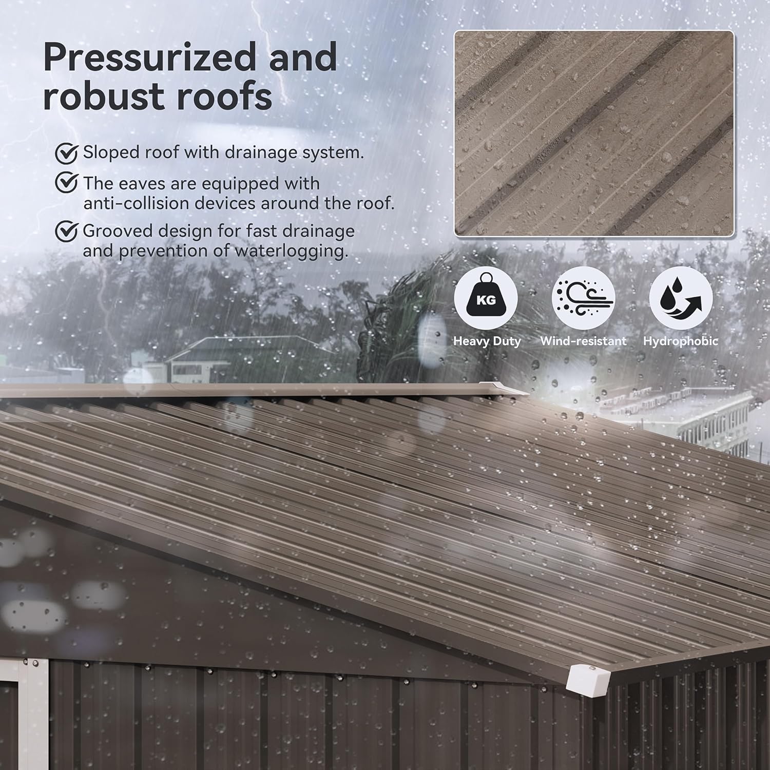 Kurapika 10 x 8FT Outdoor Storage Shed Waterproof, Large Garden Tool House with Air Vents and Lockable Sliding Door, Metal Shed for Garden, Patio, Backyard, Lawn