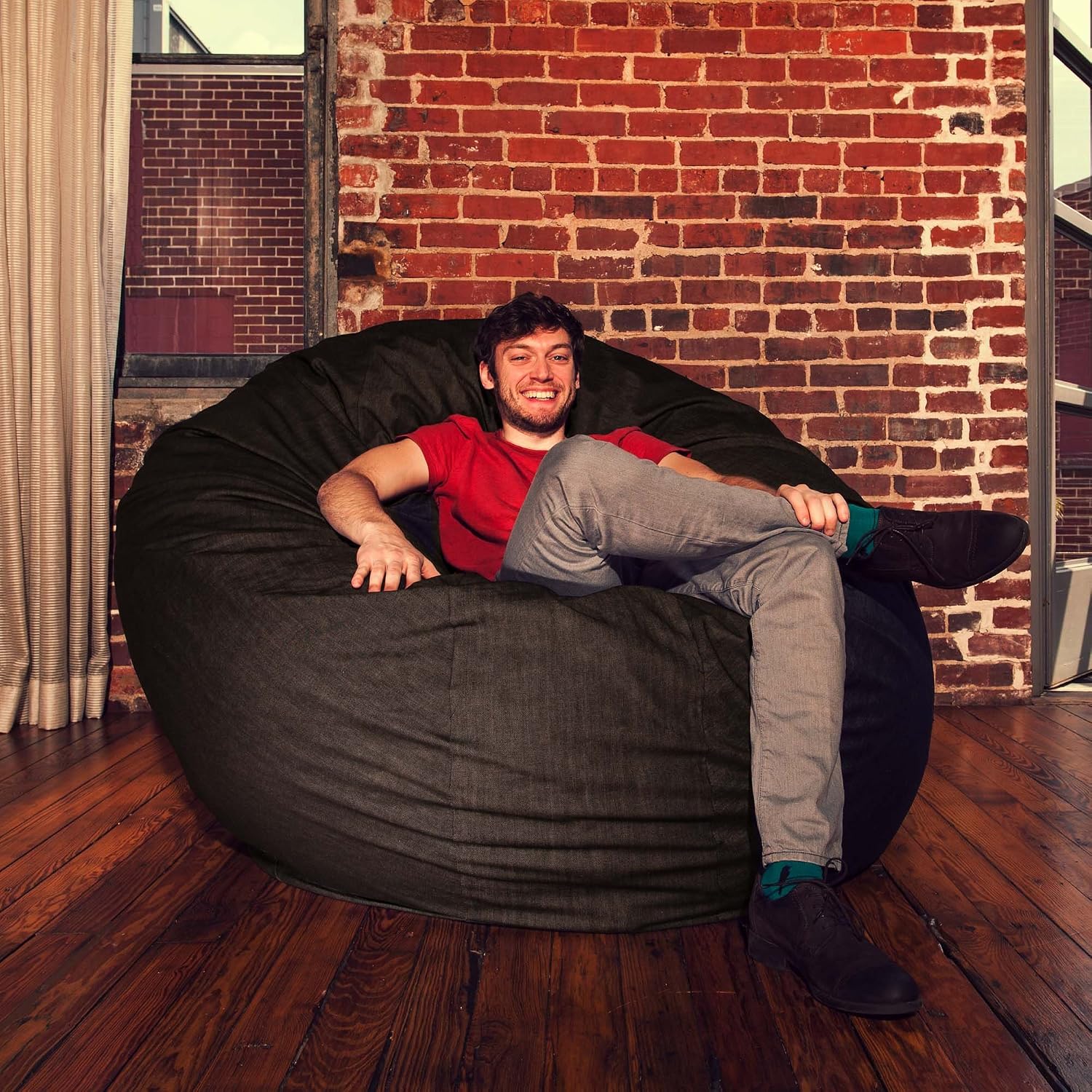 Jaxx Cocoon 6-Foot Bean Bag, Black Denim