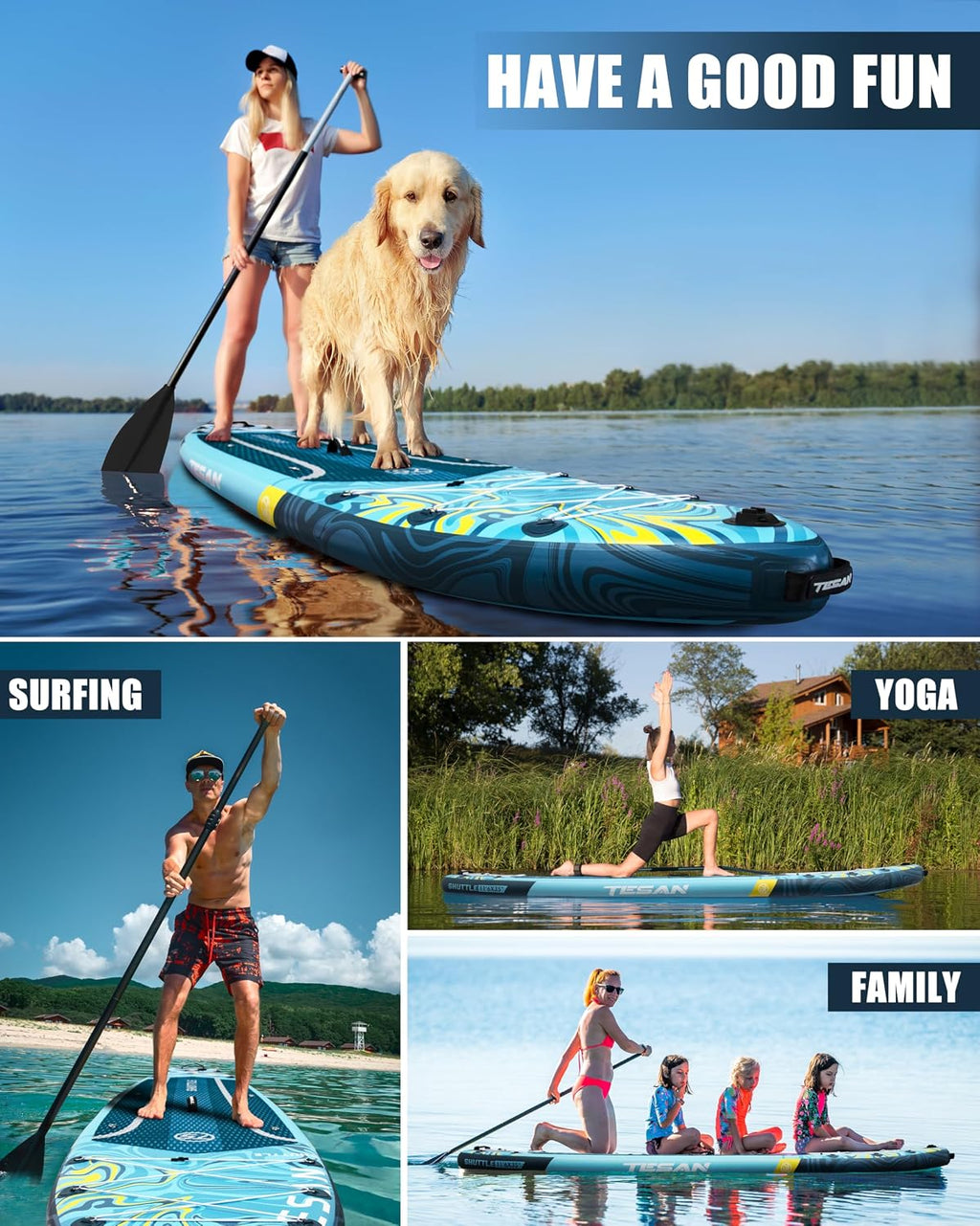 11'6x35'' Extra Wide Inflatable Paddle Board,All-Round Ultra Stable Stand Up Paddleboards with Plus Kits for 450lb,Dual Bungees, Camera Mount, 100L Backpack, Dual-Action Pump