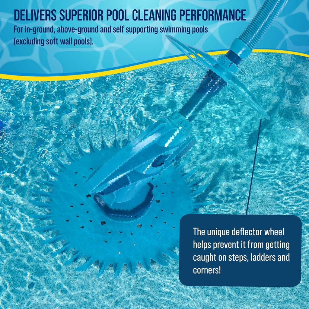U.S. Pool Supply Octopus Prime Suction Pool Cleaner, Inground Automatic Pool Vacuum Cleaner with Hose - Swimming Sweeper Vac Cleaning Suction-Side Cleaners - Auto Creepy Sweeps Removes Debris, Leaves