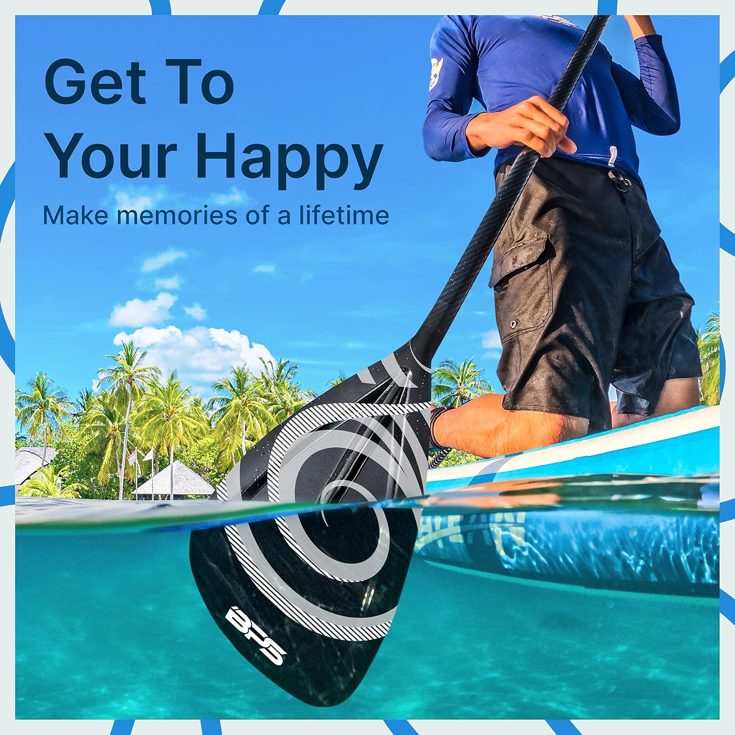BPS New Zealand 2-Piece Adjustable Stand-up Paddle Board Paddle, Carbon Fiber or Fiberglass Shaft Comes with Carrying Paddle Bag