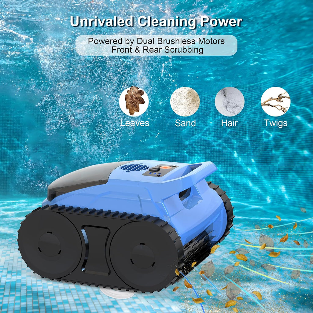 (2025 New) Pool Vacuum for Inground Pools Cordless Robotic Pool Cleaner, 4-in-1 Floor/Wall/Waterline Cleaning/Smart Navigation, 180 Mins Runtime Pool Vacuum for Inground Pools Up to 2100 Sq.ft