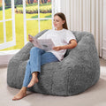Hobestluk Giant Bean Bag Chair Memory Foam Filled Sofa Chair Bean Bag for Adults/Teens/Kids, Plush Fur Oversized Lazy Sofa for Living Room Bedroom Dorm(Light Grey)