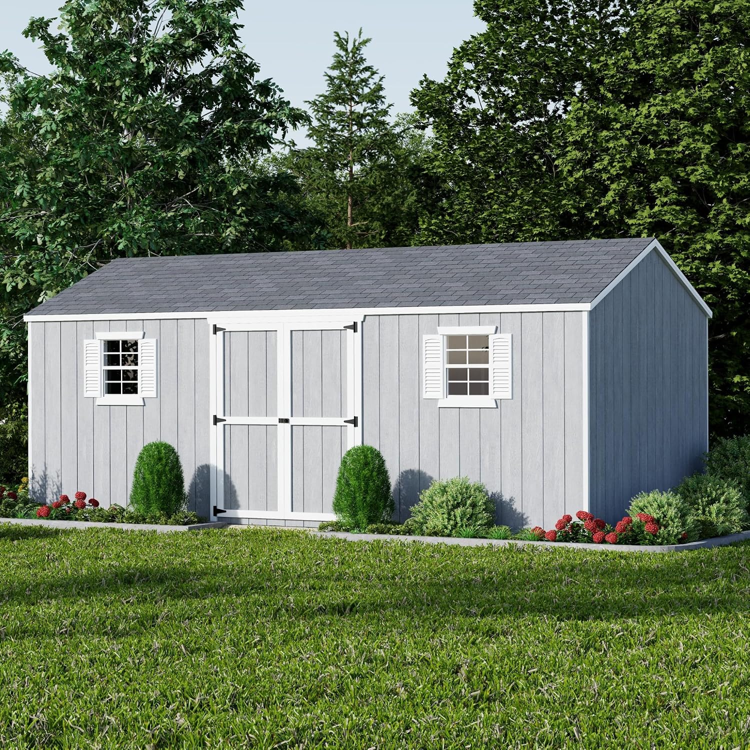 Little Cottage Co. 10x20 Value Workshop Shed with Operable Windows and Floor, Outdoor Wood Storage Do-It-Yourself Precut Kit