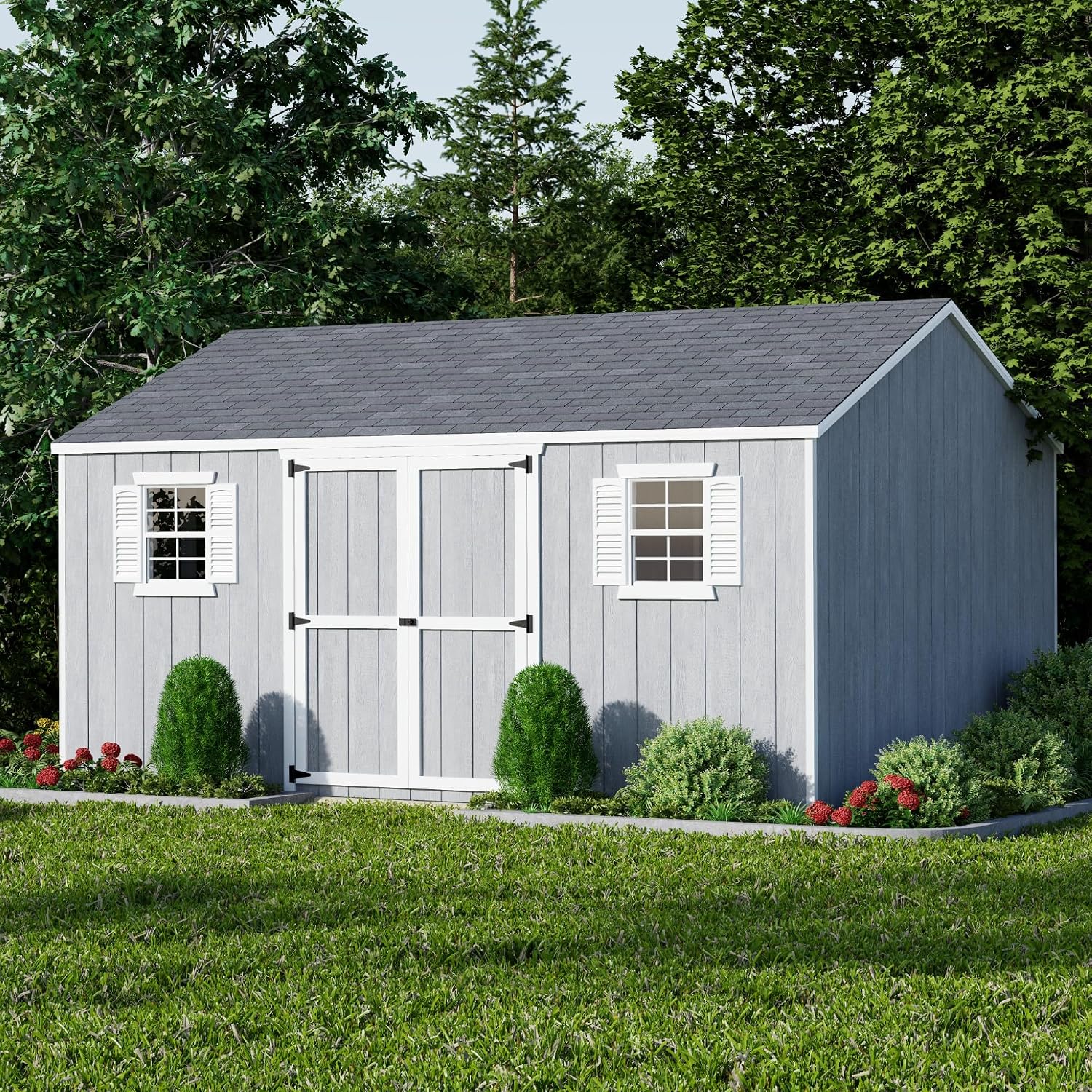 Little Cottage Co. 12x16 Value Workshop Shed with Operable Windows and Floor, Outdoor Wood Storage Do-It-Yourself Precut Kit