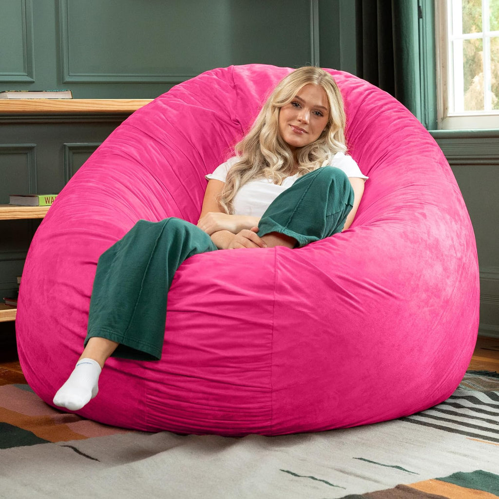 Jaxx 6 Foot Cocoon - 2-in-1 Convertible Bean Bag Bed & Large Bean Bag Chair for Adults, Fuchsia