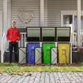 Montary 85 CU.FT Metal Outdoor Garbage Bin Storage Shed with Chain Lid, Waterproof Trash Can Organizer for 3 Bins, Garden Tools for Garden Yard Lawn, Dark Grey