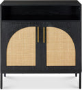 Best Choice Products Rattan Sideboard Buffet Cabinet, Entryway Table, Accent Storage Cabinet, Console Table for Hallway, Living Room, Dining Room - Black