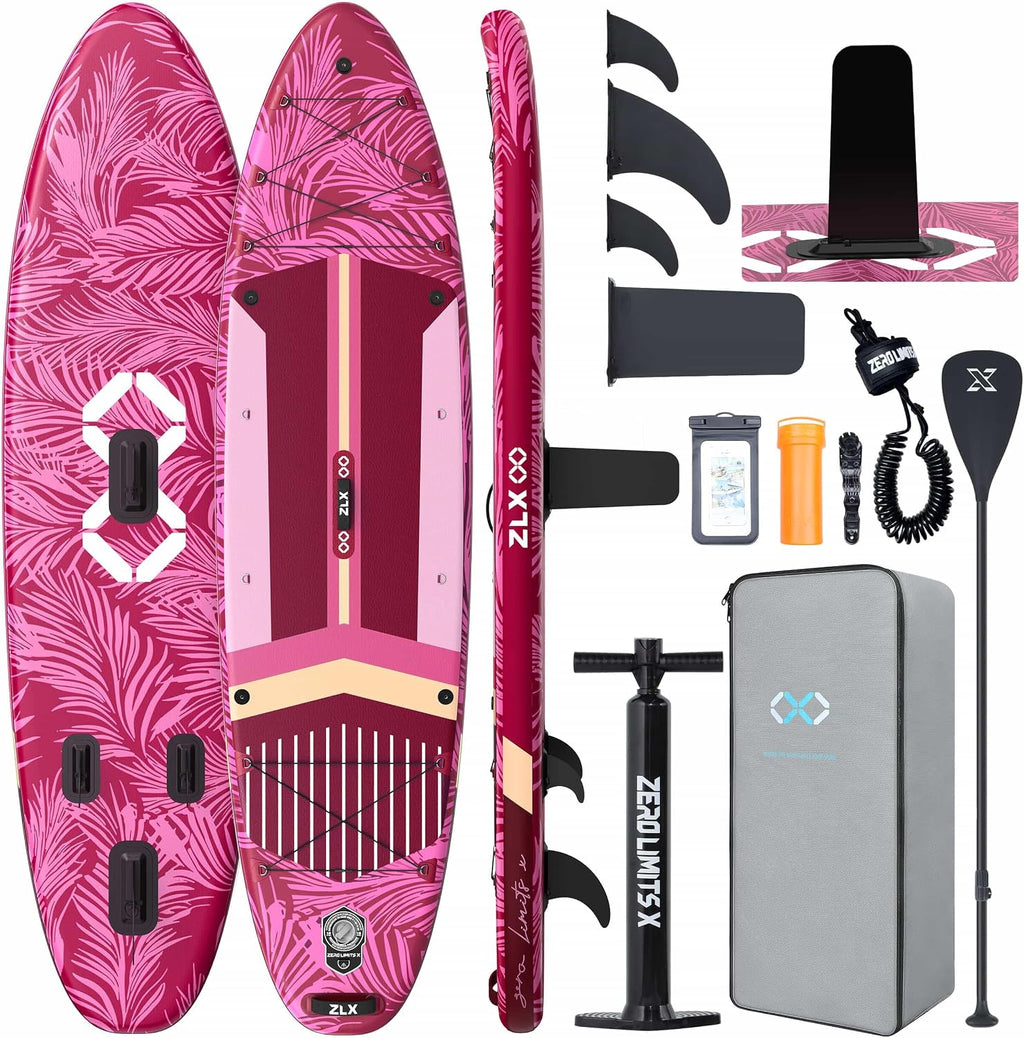 ZLX 11'6'x35' Ultra Wide Inflatable Stand Up Paddle Board | Stable Non-Slip Deck Pad, Unique Fin System, Premium SUP Accessories & Backpack - Upgraded Pump for Adults, All Skill Levels
