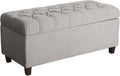 Homepop Home Decor | Tufted Ainsley Button Storage Ottoman Bench with Hinged Lid | Ottoman Bench with Storage for Living Room & Bedroom, Grey