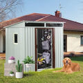 JT 6X4.5FT Outdoor Storage Shed, Galvanized Metal Garden Shed with Window and Metal Foundation, Tool Storage Shed for Patio Lawn Backyard (White-with The window-6ftx4.5ft)