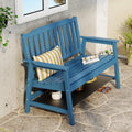 Anbuy Outdoor Bench Weatherproof, 2-Person Adjustable Height Patio Bench with 660lbs Weight Capacity, Garden Potting Bench Never Rot and Fade, Comfort for Porch, Patio, Backyard and Park (Blue)