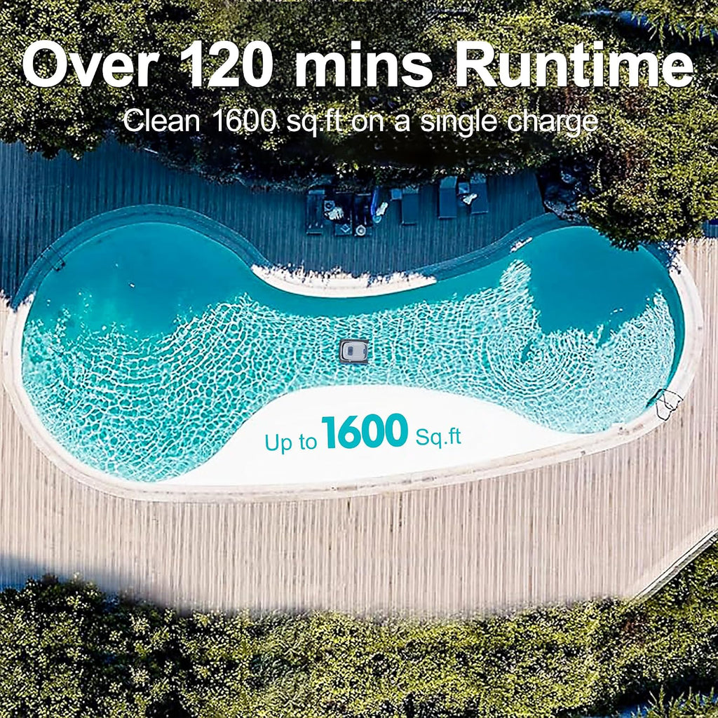 VOXIV Cordless Robotic Pool Vacuum, Pool Cleaner with Track Drive & Smart Navigation, Wall & Waterline Climbing, 120min Runtime, for Inground & Above-Ground Pools up to 1600 Sq. Ft.